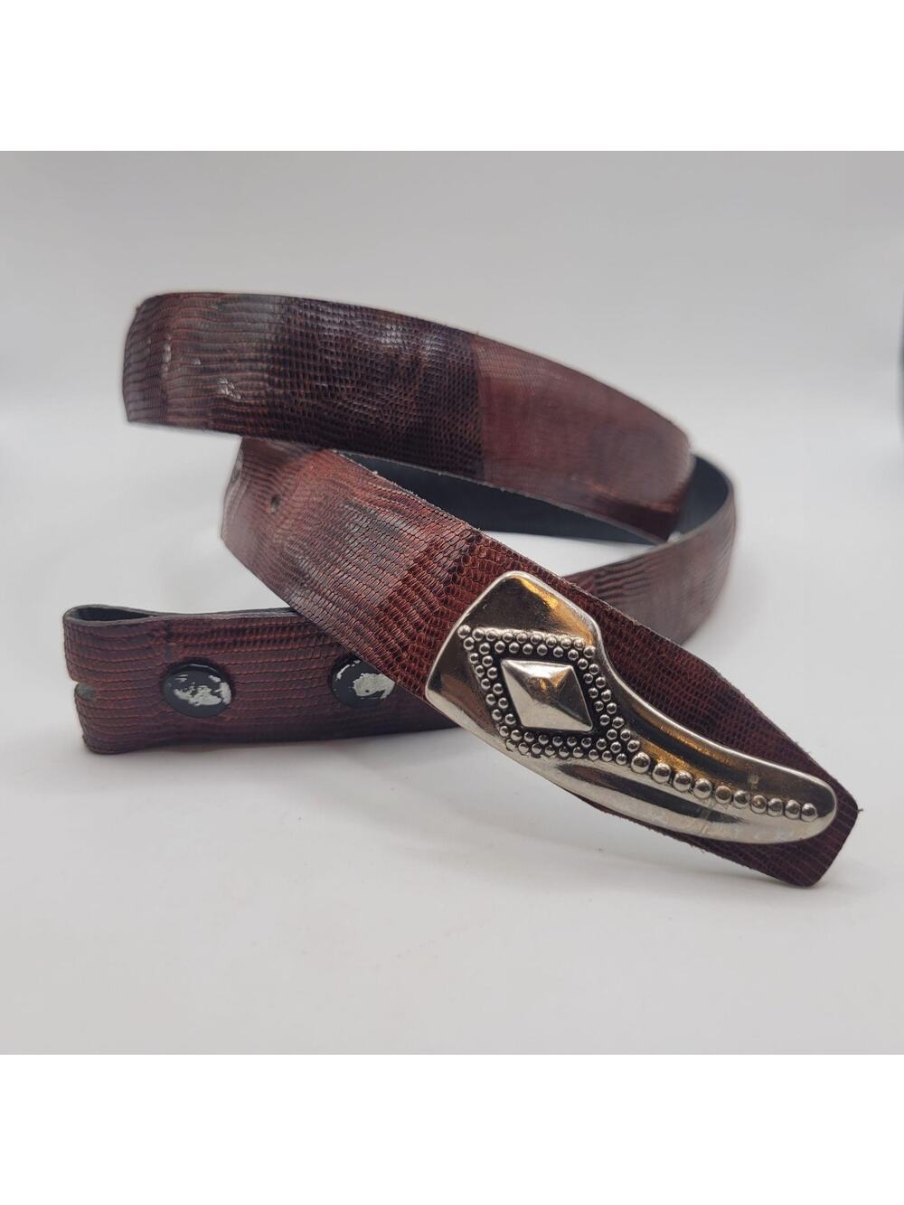 Burgundy Red Leather Belt 30‎ Western EXOTIC Reptile Iguana Cowboy Rodeo Mexico